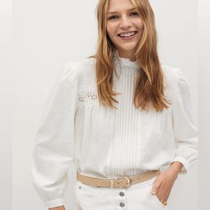 New with tags Mango poplin boho shirt peasant blouse openwork MNG sz xs HP❤️‍🔥
